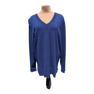 Lane Bryant Women's V-Neck Sweater Plus Size 18/20 Navy Blue Ribbed Cuff & Hem